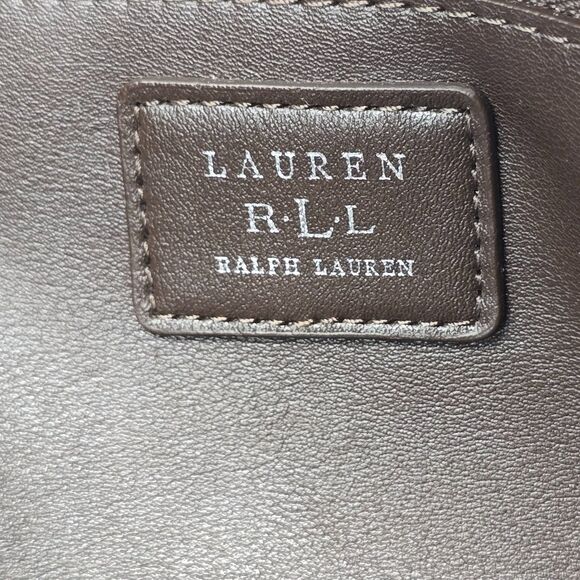 Lauren Ralph Lauren RLL Oxford Drawstring Tote Pebble Leather Navy White - Picture 9 of 11